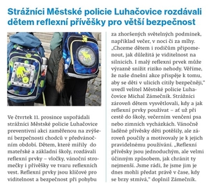 Reflexní prvky věnované dětem pro větší bezpečnost v silničním provozu